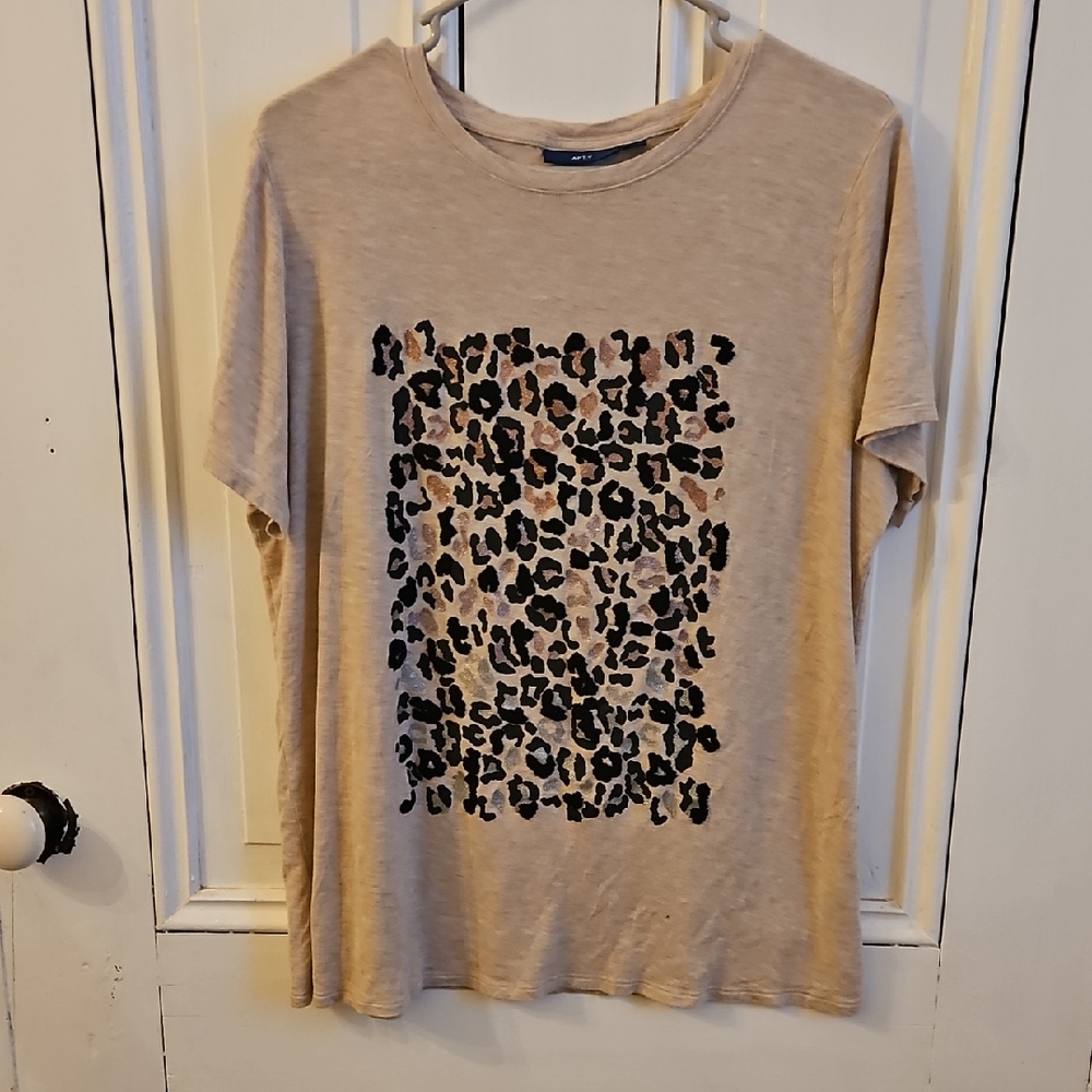 Apt. 9 Tan Leopard Print Short Sleeve Tee